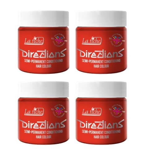 Image of 4x La Riche Directions Semi-Permanent Hair Color 100ml Tub - Neon Red