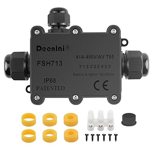 Image of Elezenioc IP68 Waterproof Junction Box, Outdoor 3 Way M20 Black Plastic Armoured Cable Connector, Diameter 5mm -15mm Wire Gland External Waterproof Electrical Junction Boxes