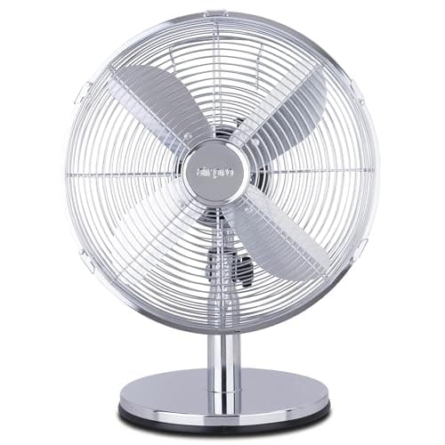 Image of Air Pro 12″ Desk Fan Portable 80° Oscillating Metal Table Fan for Instant Cooling with Adjustable Tilt & 4 Speed Settings, Compact Fan with Quiet Operation to use at Home Office or Bedroom