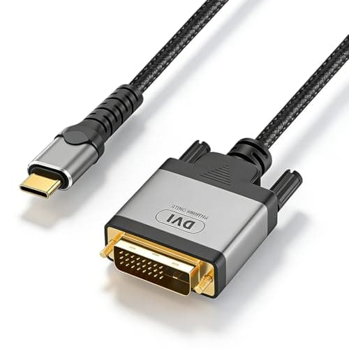 Image of USB C to DVI Cable 4K@30Hz USB Type-C to DVI Adapter 1080p Full HD Converter Compatible for Monitor, TV, Projector, MacBook Pro, Samsung Galaxy, Surface Book, Dell, Pixelbook and More - 2M
