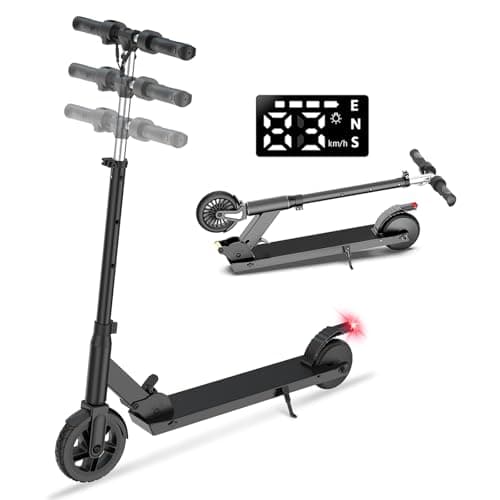 Image of Electric Scooter 7" Solid Tire Foldable Kids Electric Scooter with Dual Brakes 3 Speed Modes Range 10-15KM Motor 150W Foldable E Scooter Kids for Teens and Adjustable Handlebar (Black)
