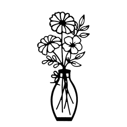 Image of MINWEGI Black Metal Wall Art, Wall Decor for Living Room, European Style Floral Vase Wall Hanging Elegant Wrought Iron Sculpture for Home & Cafe 30x14.3cm