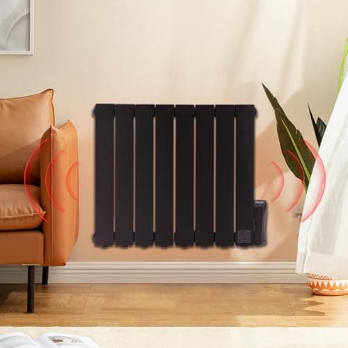 Image of BTGGG 1200W Electric Oil Filled Radiators Wall Mounted Electric Heater 8 Fins Energy Efficient Electric Radiators with 7 Days/24H Timer and Thermostat,LED Display & Safe Lock for Home Use,Black