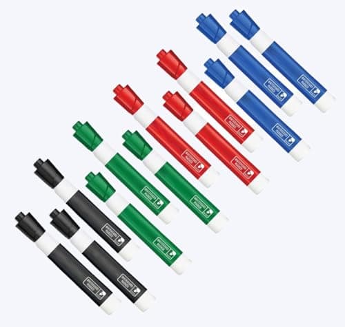 Image of 12 x Paper Mate Dry Wipe Whiteboard Marker Pens | Bullet Tip | Assorted Colours, Black, Blue, Red & Green | Loose in Plain Packaging