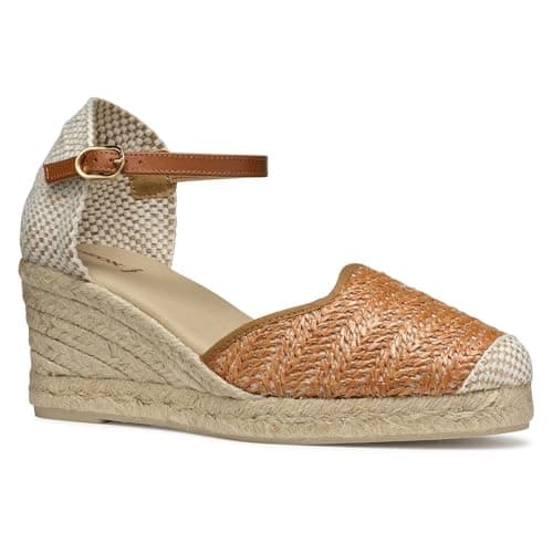 Image of Geox Women's D GELSA Low E Wedge Sandal, Camel, 5 UK