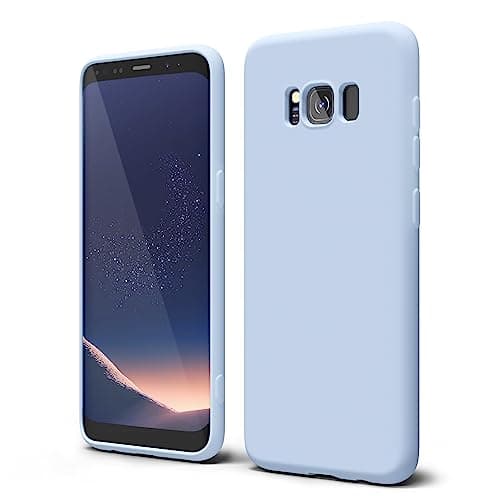 Image of oakxco for Samsung Galaxy S8 Phone Case Liquid Silicone, Cute Thin Slim Soft Rubber TPU Plain Smooth Gel Cover for Women Girl Aesthetic, Matte Solid Protective & Shockproof, Aqua Sky Baby Light Blue