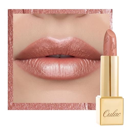 Image of OULAC Metallic Shine Glitter Lipstick, Nude High Impact Lipcolor, Brown Soft and Ultra Hydrating, Long Lasting, Vegan & Cruelty-Free, Full-Coverage Lip Color 4.3 g/0.15 oz Pure Envy(07)