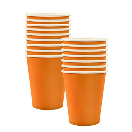Image of Mienocol 32pcs Orange Paper Cups,9oz Disposable Tableware Party Cups Solid Colour Paper Cups Party Drinking Cups for Birthday,Wedding,Picnic, BBQ,Bar,Restaurant and Party Supplies Table Decorations
