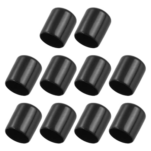Image of PATIKIL 20MM Vinyl Rubber End Caps, 10 Pack Flexible Bolt Screw Covers Caps Round Thread Protector Caps for Metal Tubing Rod Bolts, Black