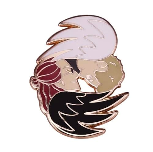 Image of Pinstant Good Omens Aziraphale Crowley Wings Angel Demon Ineffable TV Show 1.25" Enamel Pin Badge, 1.25 inches, Enamel, enamel