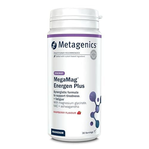 Image of Metagenics MegaMag Energen Plus Magnesium Glycinate Powder - for the Reduction of Tiredness & Fatigue - Raspberry - 30 Servings