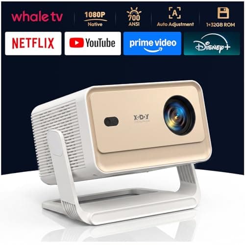 Image of 【Compatible with Netflix & AI Autofocus】Smart 4k Projector, Valentine Gifts, XGODY 700ANSI 1080P with 4D Auto Keystone Correction, WiFi 6 Bluetooth 5.4, Full HD Projector for Bedroom, Home Cinema