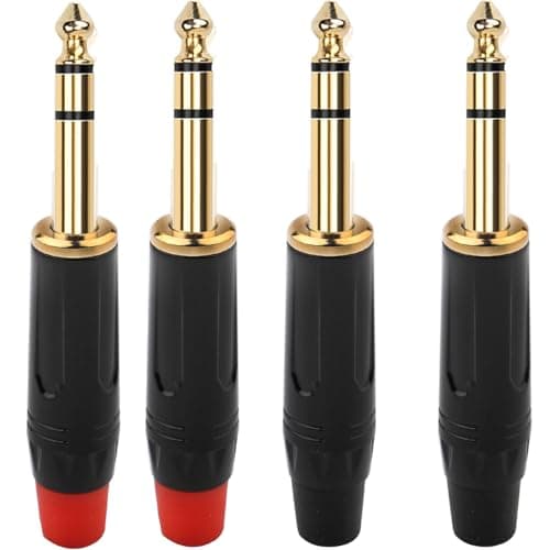 Image of RUNCCI-YUN 1/4" Audio Plugs 6.35 mm Plug TRS Male 1/4 inch Solder Type Stereo Plug for DJ Mixer Speaker Cables Guitar Cables Phono Patch Cable Microphone Cables (4 Pack)