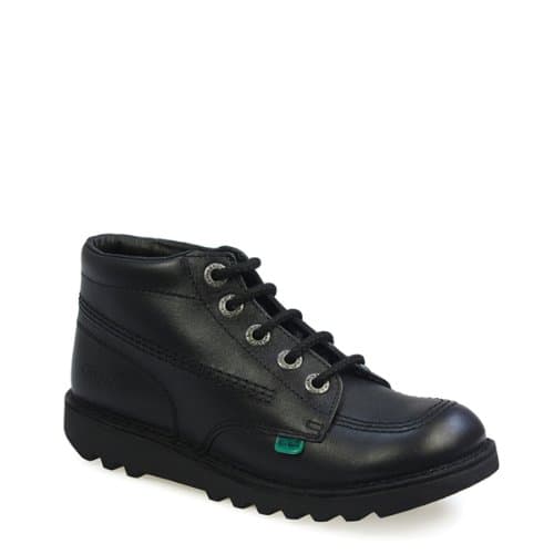Image of Kickers Kick Hi Core Youth Black Leather Ankle Boots-EU 37