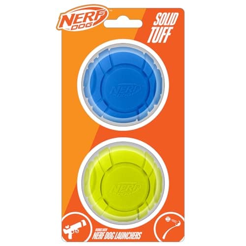 Image of Nerf Dog Sonic Ball Dog Toys, Lightweight, Durable and Water Resistant, 2.5 Inches, For Small/Medium/Large Breeds, Two Pack, Green and Orange