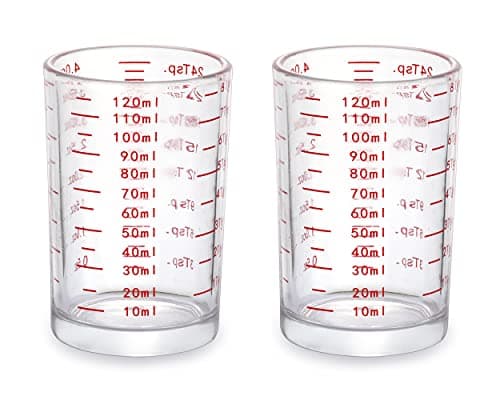 Image of Measuring Cups 2 Pieces Small Measuring Cup with 4 Kinds of Scale Shot Glass Measuring Cup for Small Amount Liquid - 120 Millilitre