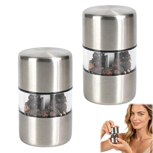 Image of 2PCS Mini Salt and Pepper Grinder Set, Travel Salt and Pepper Sets, Refillable Salt Grinder, Manual Salt and Pepper Grinder Set, for Camping Home Kitchen BBQ Outdoor