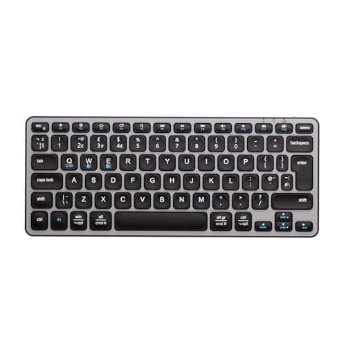 Image of iClever Bluetooth Keyboard DK02, Multi-Device Keyboard Wireless (2.4GHz+Bluetooth) for Mac/Windows, Portable & Ultra Slim, QWERTY UK Layout, Silent USB-C Rechargeable for PC,Laptop,Computer,Tablet