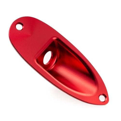 Image of Musiclily Pro Colorful Series Aluminium Boat Jack Socket Plate 3/8 Inch for Strat Style Electric Guitar, Red