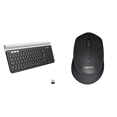 Image of Logitech K780 Multi-Device Wireless Keyboard - Dark Grey/White & M330 Silent Plus Wireless Mouse - Black