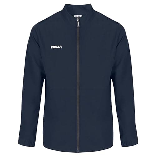 Image of FORZA Kids & Junior Windbreaker Jacket | Full Zip, Lightweight Weather-Resistant Polyester Coat – Unisex Fit, Ages 5–14 - Available in Black or Blue (Navy Blue, 7-8 Years)