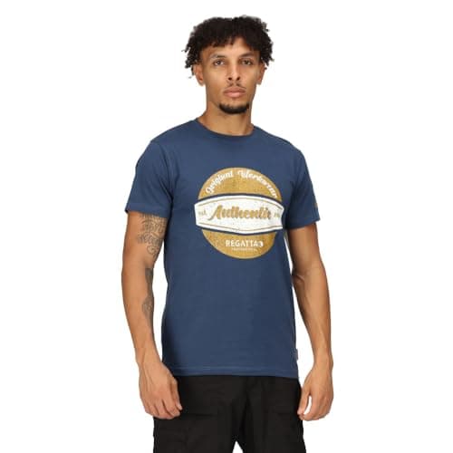 Image of Regatta Mens Original Cotton T Shirt, Lightweight & Breathable Base Layer - Perfect Outdoors & Lounging Dark Denim