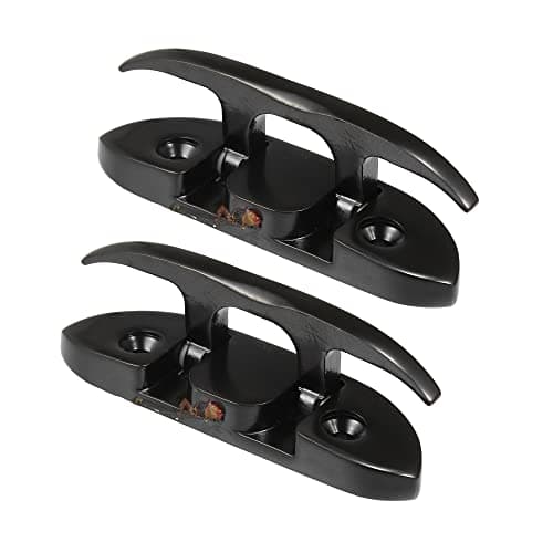 Image of X AUTOHAUX 2 Pcs 5" 120mm Stainless Steel Boat Flip Up Dock Cleat Handle Black
