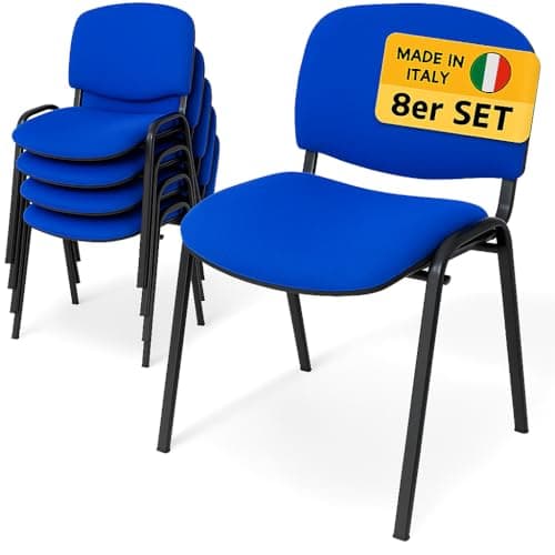 Image of topsit Visitor Chairs, Set of 8, Stackable Conference Chairs without Armrests, Stacking Chairs with Metal Frame, for Office, Conference, Reception (Blue)