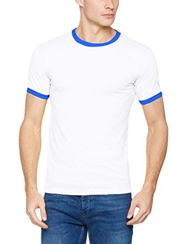 Image of Fruit of the Loom Men's Ringer Premium T-Shirt, White/Royal Blue, Large