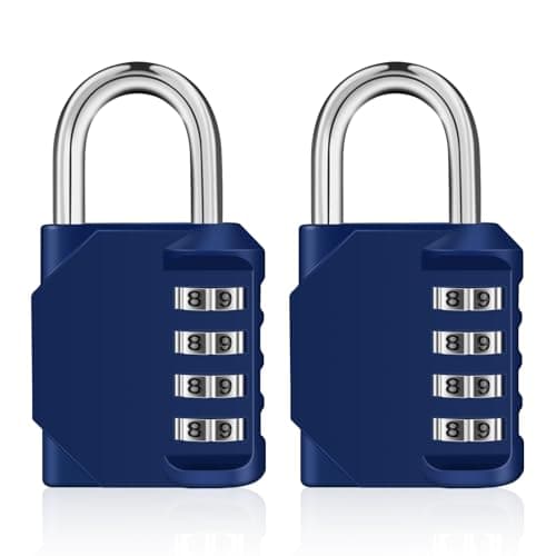 Image of ZHEGE 4 Digit Combination Padlocks for Gym Lockers, School Lokcers, Coded Padlock, Number Lock, Weatherproof Combo Padlock Outdoor for Shed Garden Fence Gate (Blue, 2 Pack)