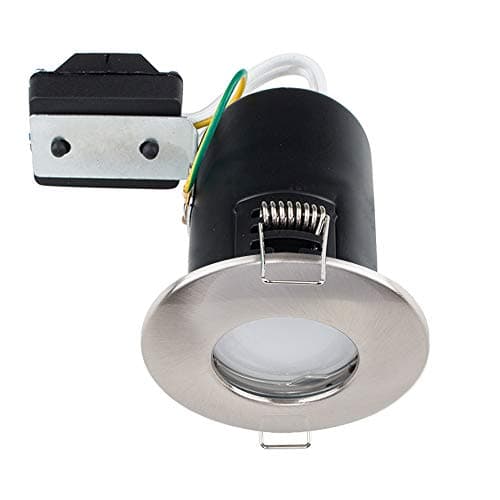 Image of MiniSun | Fire Rated Brushed Chrome Domed GU10 Ceiling Downlight | Bath Recessed Lighting, Home Décor & Improvement Essential | Mains Wired