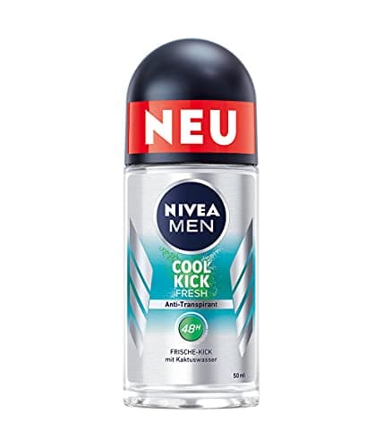 Image of NIVEA MEN Cool Kick Fresh Roll-On Deodorant (50 ml), Deodorant Protects 48 Hours Against Sweat and Body Odour, Antiperspirant with Cactus Water and Light Formula
