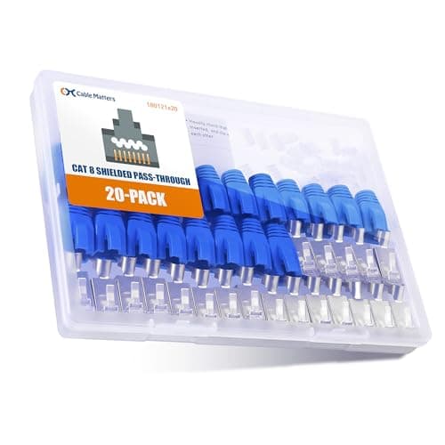 Image of Cable Matters 20-Pack 23-24AWG Shielded Cat8 RJ45 Pass Through Connector with Load Bar & Strain Relief Boots, NOT Compatible with 22AWG Cable (Cat8 Pass Through RJ45 Plugs/Cat 8 Pass Thru Connectors)