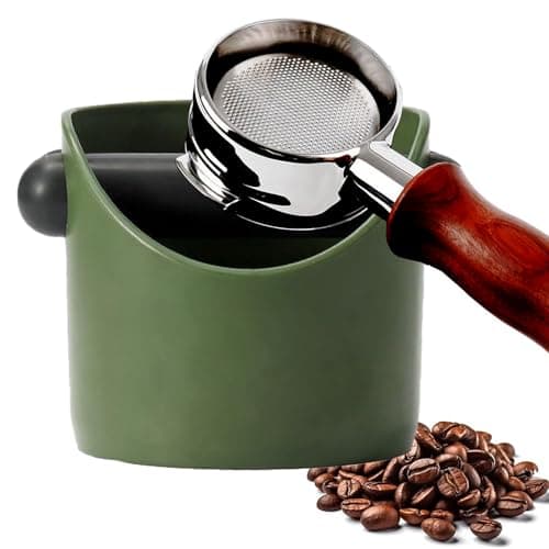 Image of POPOYU Coffee Knock Box,Mini Espresso Knock Box,Army Green Coffee Grounds Container Small Knock Box,with Shock-Absorbent Removable Knock Bar and Non-Slip Base,Grind Barista Accessories