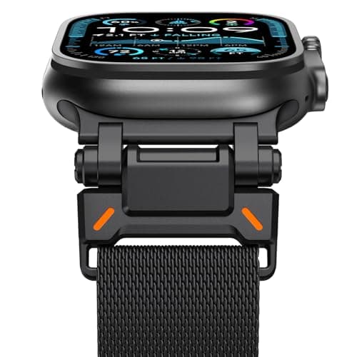 Image of NewWays Metal Strap Compatible with Apple Watch Straps 49mm 46mm 45mm 44mm 42mm(Series 3 2 1),Milanese Magnetic Replacement Band for iWatch Ultra 3 2 1 Series 11 10 9 8 7 6 5 4 3 2 1 SE,Black