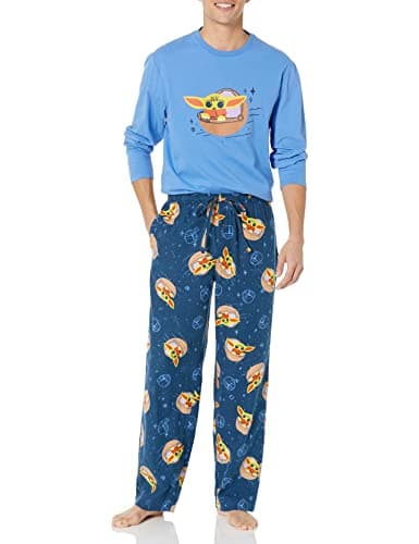 Image of Amazon Essentials Disney | Marvel | Star Wars Men's Flannel Pyjama Sleep Sets, Star Wars Grogu - Mens, XL