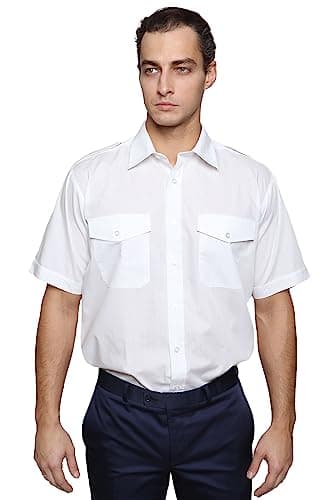 Image of Mirabella Health & Beauty Men's Pilot Shirt Short Sleeve White 17''