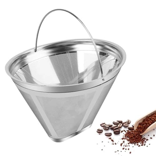Image of Serenophile Reusable Stainless Steel Coffee Filter Size 4 for 6-10 Cups, Fine Mesh BPA-Free Washable Basket with Spoon for for moccamaster KBGV KBT Series