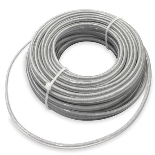 Image of Zeqeey Heavy Duty Round Steel Core Grass Trimmer Line 0.095 inch 2.4mm x 15m Weed Universal Strimmer String Wire Rope with Nylon Cover