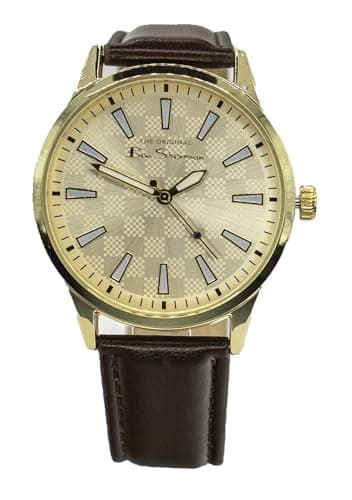 Image of Ben Sherman Brown Strap Watch with Silver Check DIAL BS228