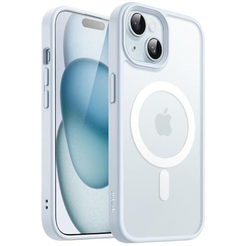 Image of JETech Magnetic Case for iPhone 15 6.1-Inch Compatible with MagSafe, Translucent Matte Back Slim Shockproof Phone Cover (Blue)