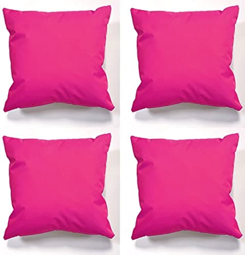 Image of Beautiful Beanbags - Set of 4 Garden Cushions, Water-Resistant Cushion Set with Inserts, Ready Filled for Indoor or Outdoor Use (Pink)