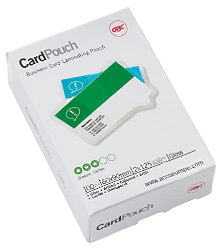 Image of GBC 60x90mm 2x125 Micron Gloss Card Laminating Pouches, Pack of 100, 3743157