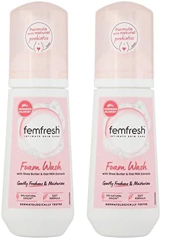 Image of Femfresh Moisturisation & Comfort Daily Intimate Foam Wash – Gentle Feminine Hygiene Shower Foam with Shea Butter & Oat Milk Extracts – pH Balanced, Soap Free – 150ml (Pack of 2)