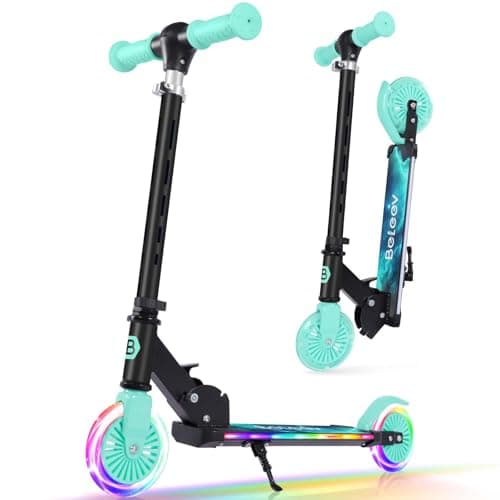 Image of BELEEV Scooters for Kids Ages 3-12 with Light-Up Wheels & Stem & Deck, 2 Wheel Folding Scooter for Girls Boys, 3 Adjustable Height, Non-Slip Pattern Deck, Lightweight Kick Scooter for Children