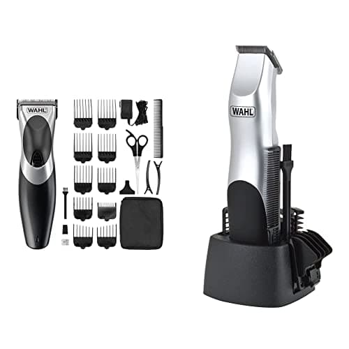 Image of Wahl Clip ‘N Rinse Cord/Cordless Hair Clipper, Black & Groomsman Battery Hair Trimmer, Beard Trimmer for Men, Male Grooming Set, Battery Powered, Stubble Trimmers, Beard Care Kit