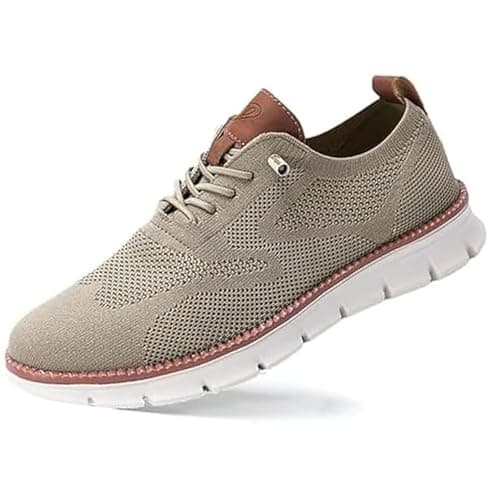 Image of 2026 New Men's Business Casual Shoes, Ultra Comfortable Lace Up Canvas Shoes with Cushioned Sole for Urban Daily Wear (Khaki,11)
