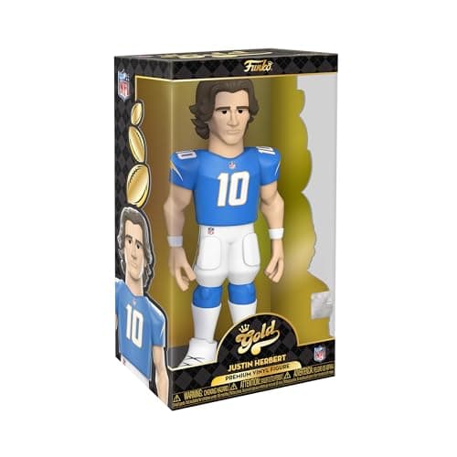 Image of Funko Gold 12" NFL: Chargers - Justin Herbert - 1/6 Odds for Rare Chase Variant - Collectable Vinyl Action Figure - Birthday Gift Idea - Official Merchandise - Ideal Toy for Sports Fans
