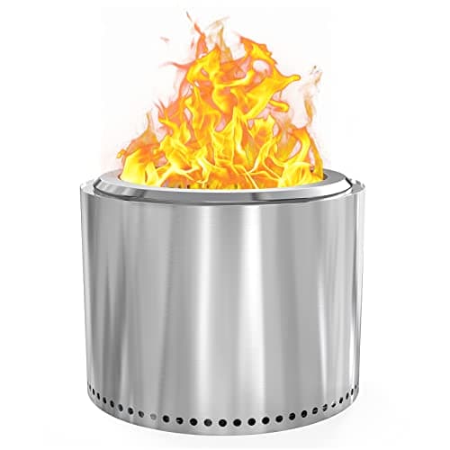 Image of Onlyfire Smokeless Fire Pit, Portable Outdoor Wood Burning Fireplaces with Removable Ash Pan for Backyard,Patio, Camping and Beach, Stainless Steel, 48 x 37 cm, 11 kg