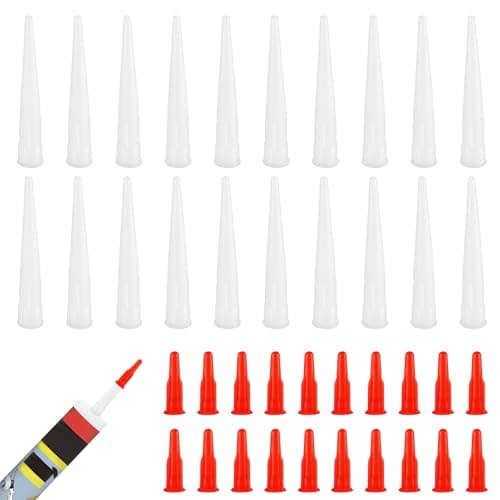 Image of Spare Silicone Nozzles with Caps, 20 Set Nozzles for Silicone Sealant, Spare Sealant Nozzle, Replacement Caulk Nozzle Caps for Sealing and Caulking Tasks, Easy Installation